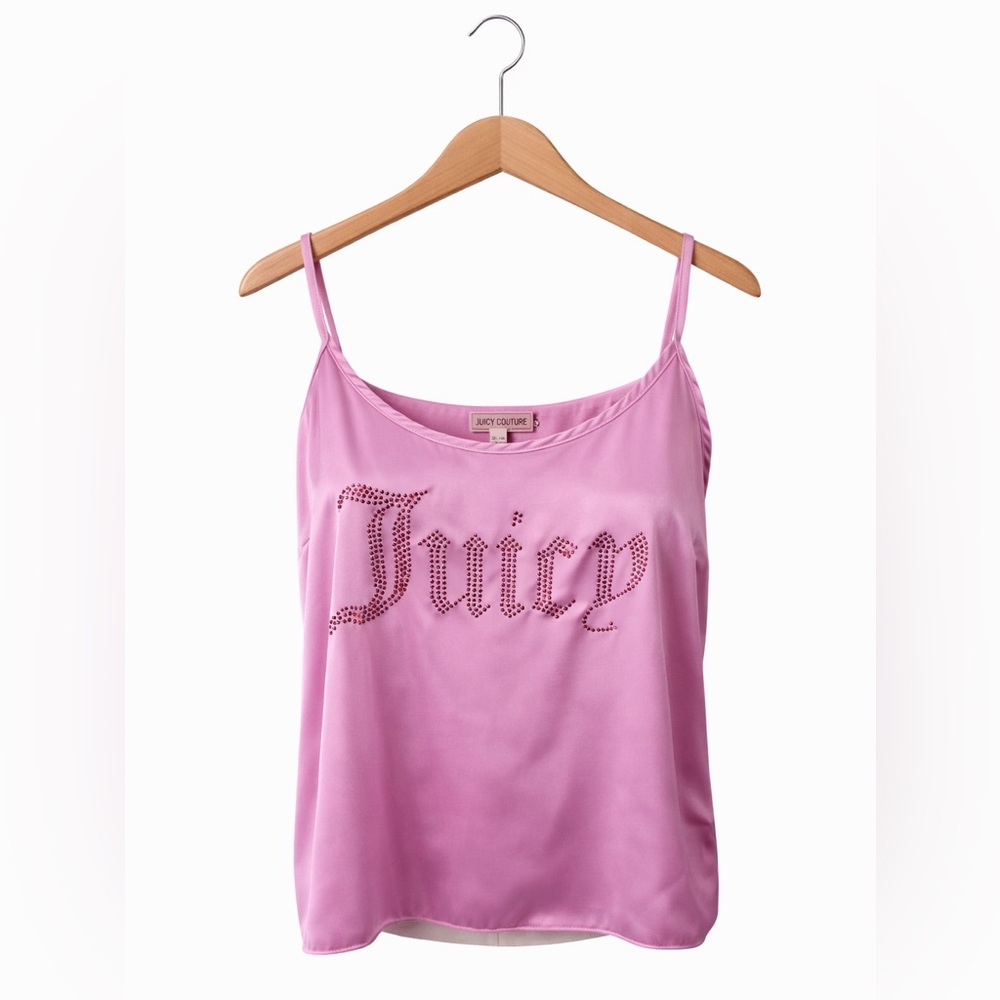 Juicy Couture Pink Rhinestone Logo Camisole Y2K Glam Tank Top L NWT